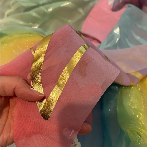 Target Girls Rainbow Floral Tulle Dress - White, Pink, Gold, Multicolor - Picture 5 of 10